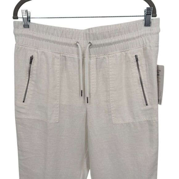 Athleta Cabo Linen Jogger Travel Pants In Calla Lilly Size 10 NWT - Picture 7 of 11